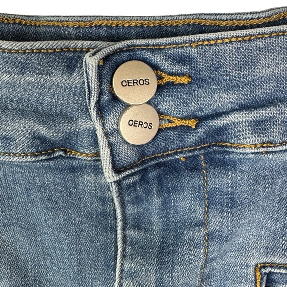 Ceros Women's Size 20 High Rise Coin Pocket Fringed Hem Distressed Denim Jeans - Picture 3 of 12